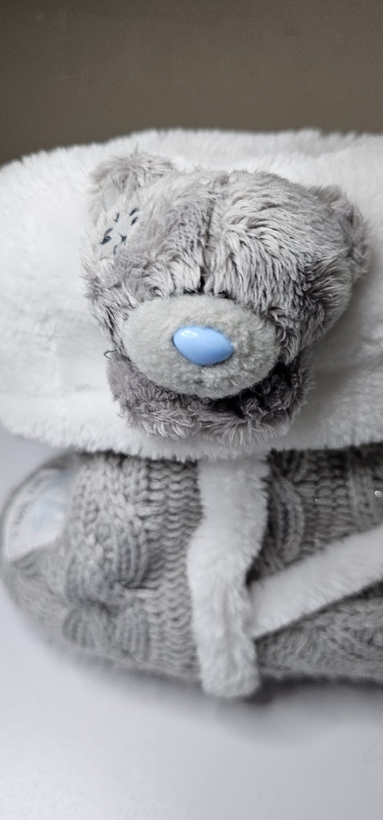 Me to You Tatty size 6 Teddy grey knitted slippers with fluffy lining