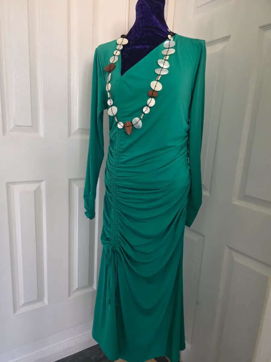 MONSOON EMERALD RUCHED MIDI DRESS