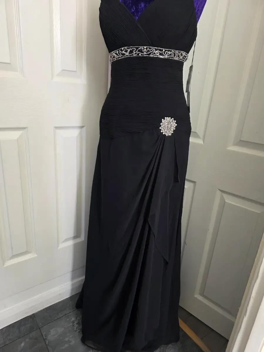 Detlef Mandel Avantgarde Black Embellished Maxi Dress - Size EU 36 (UK 8)