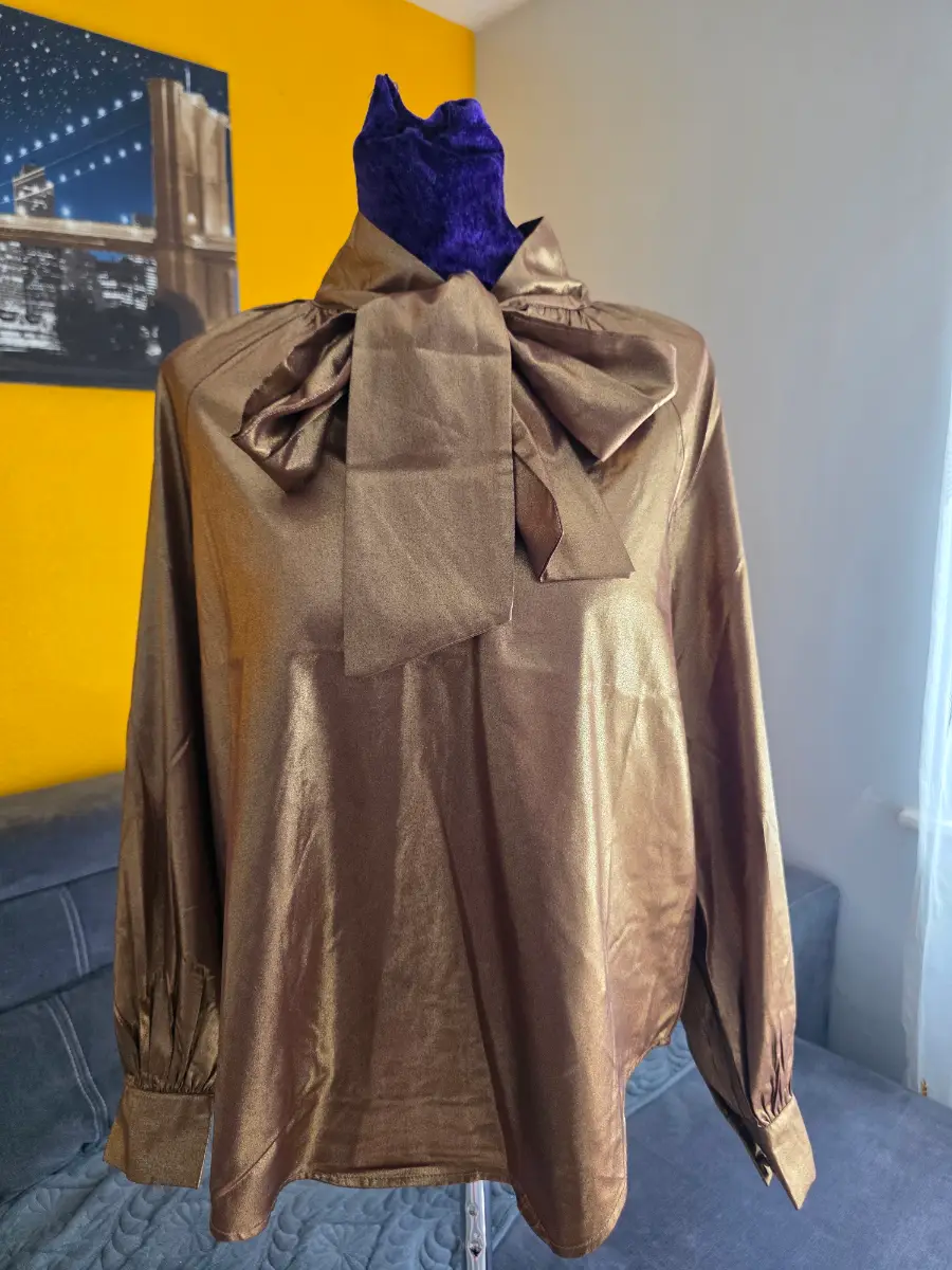 Monsoon Metallic Gold Tie-Neck Blous