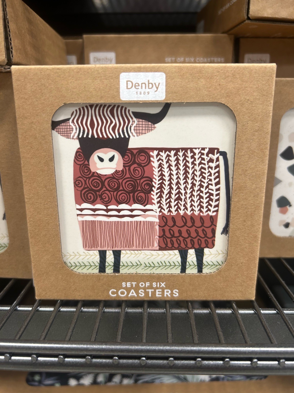 Brand New Denby Highland Cow 6 Coaster set