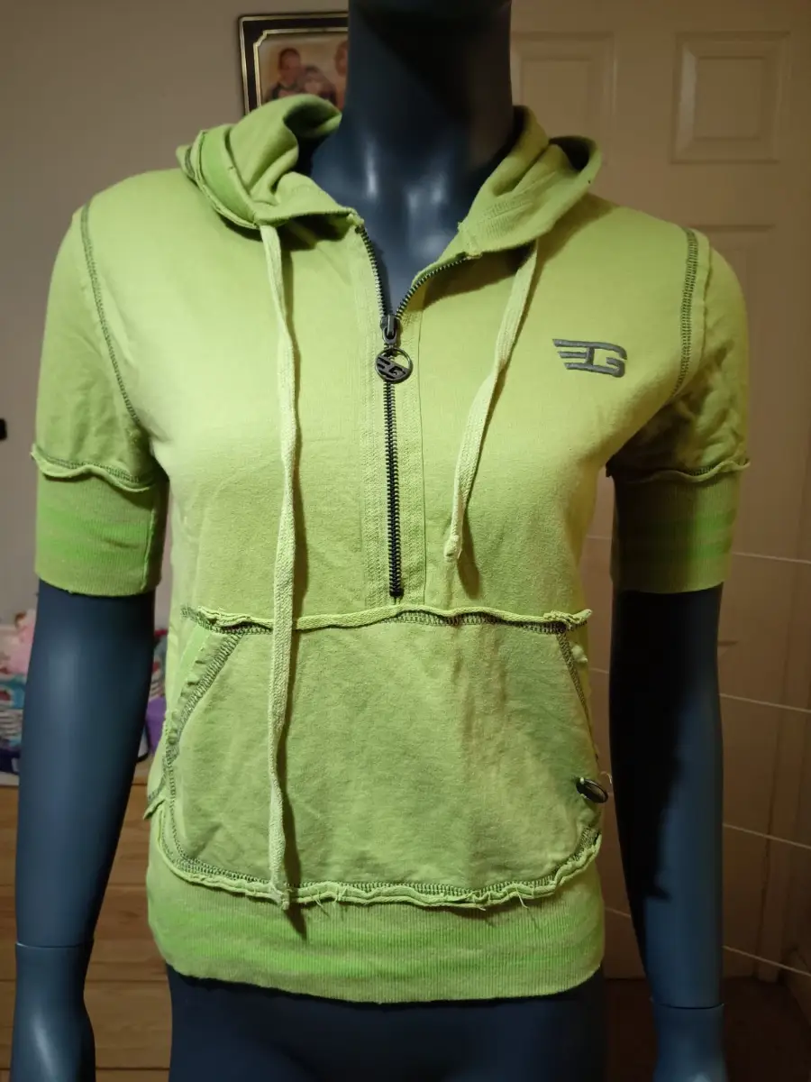 vintage green golddigga hooded zip top size 12