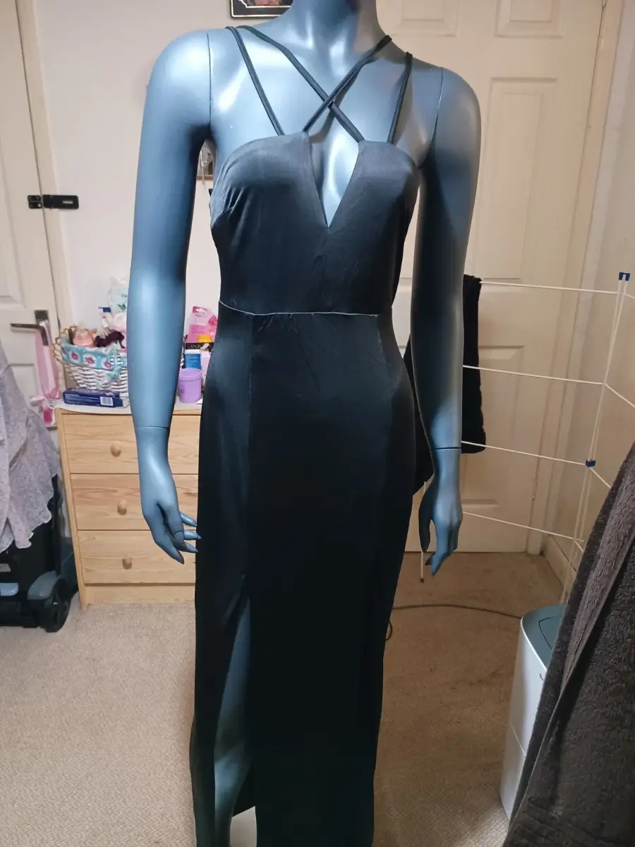 slinky black maxi dress size 12