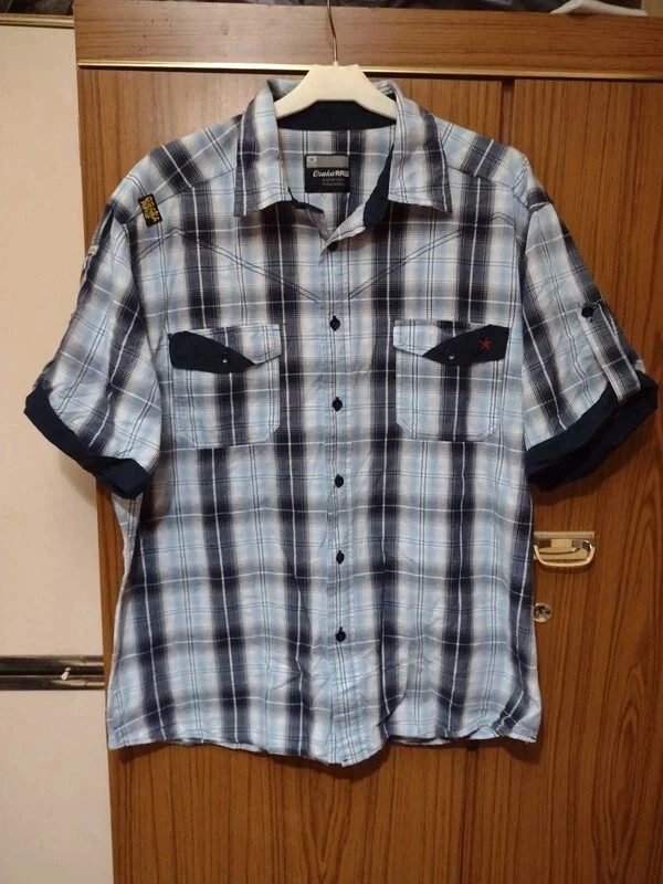 mens blue check shirt size xl