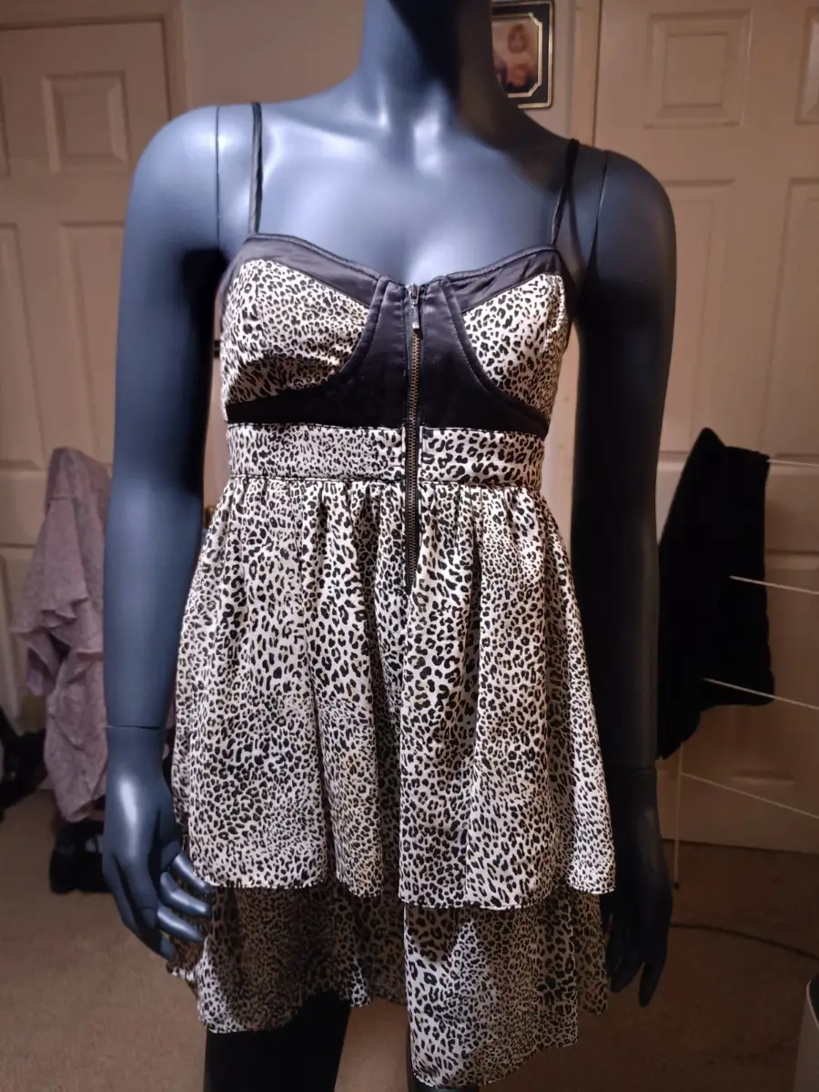 vintage zara animal print chiffon dress size m or about 10-12