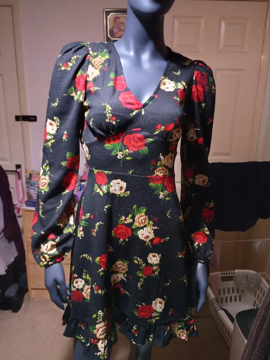 miss selfridge navy blue floral dress size 8