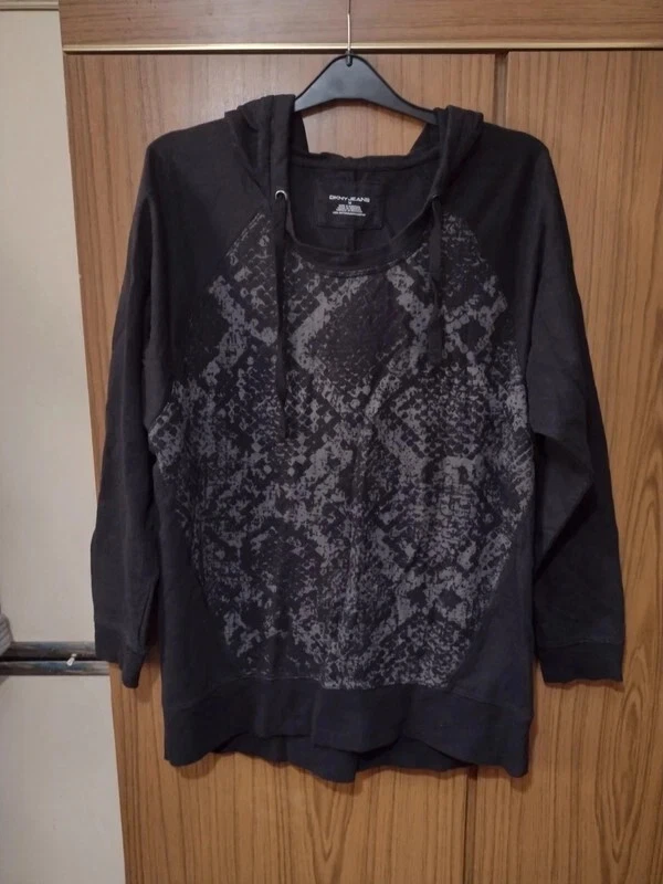 mens black hooded top/jumper size m from dkny