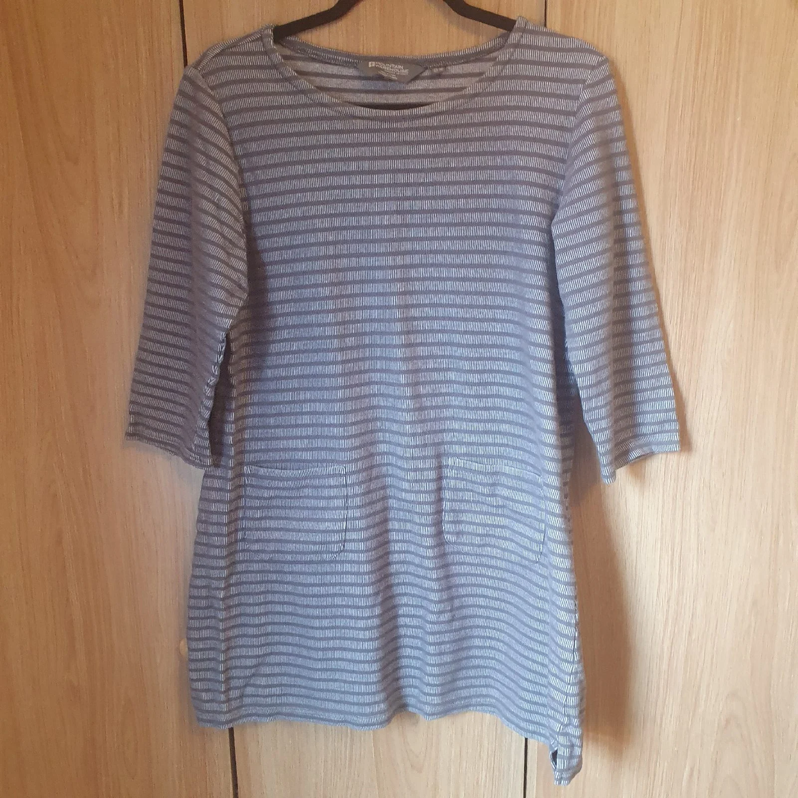 Mountain Warehouse Striped 100% Cotton Tunic Country Casual Size 14 Grey