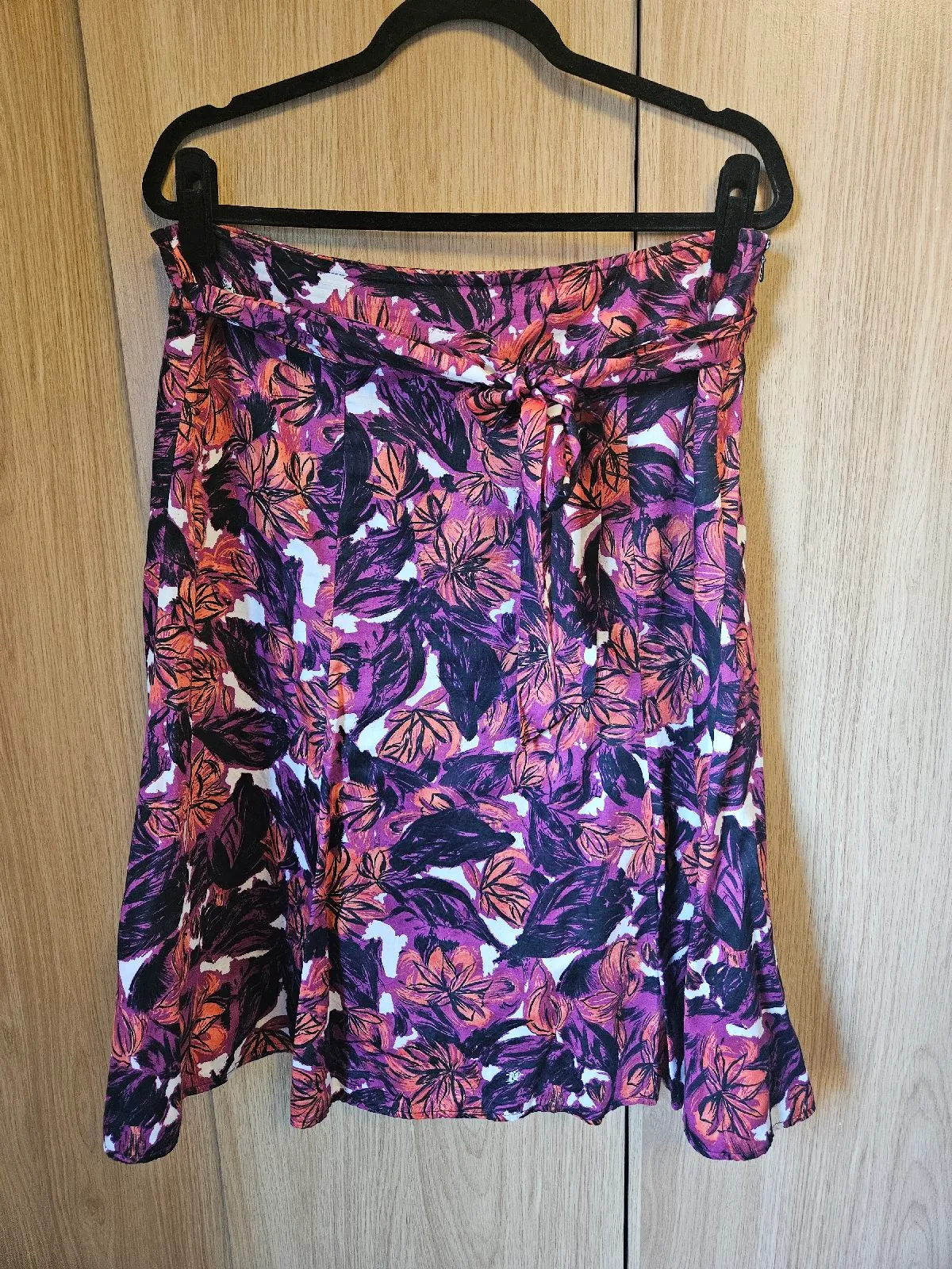Wallis Flared Skirt 100% Cotton Floral Boho Romantic Botanical Size 14 Purple
