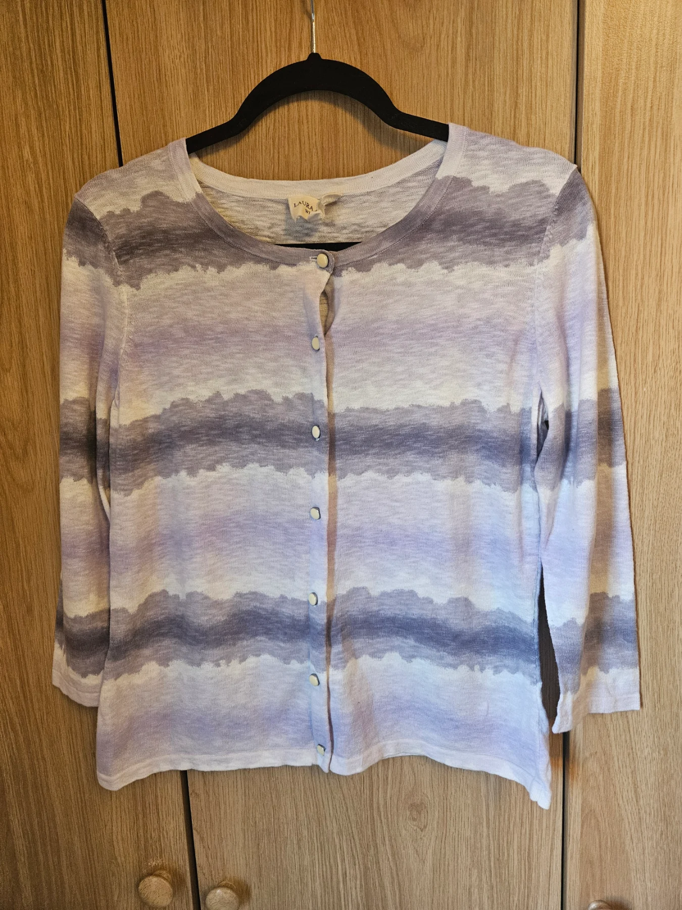 Laura Ashley Cardigan 100% Cotton Watercolour Romantic Softgirl Size 14 Lilac