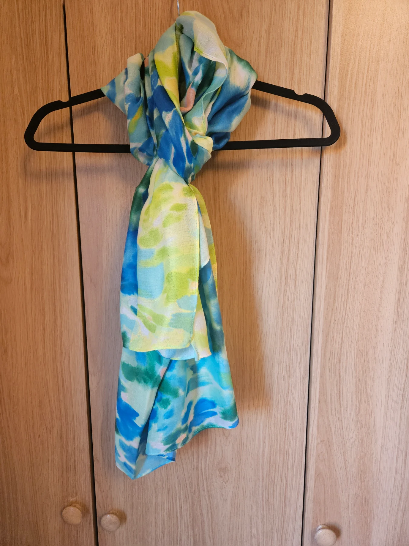 Oliver Bonas Scarf Watercolour Artsy Boho Colourful One Size Blue Green