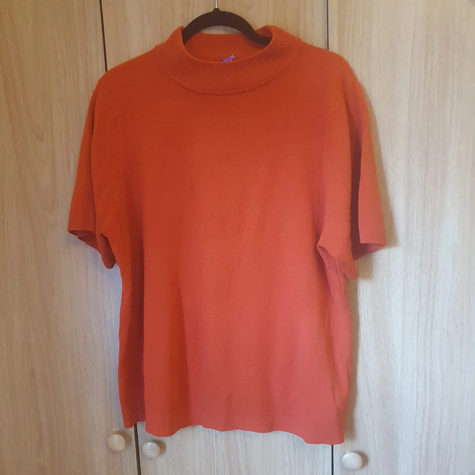 BHS Short Sleeved Jumper 100% Acrylic Retro Casual Plus Size Size 22 Orange