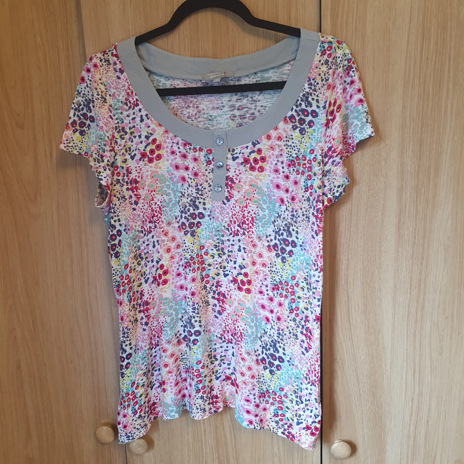 Per Una T-Shirt 100% Viscose Abstract Mosaic Artsy Boho Maximalist Size 14 Multi