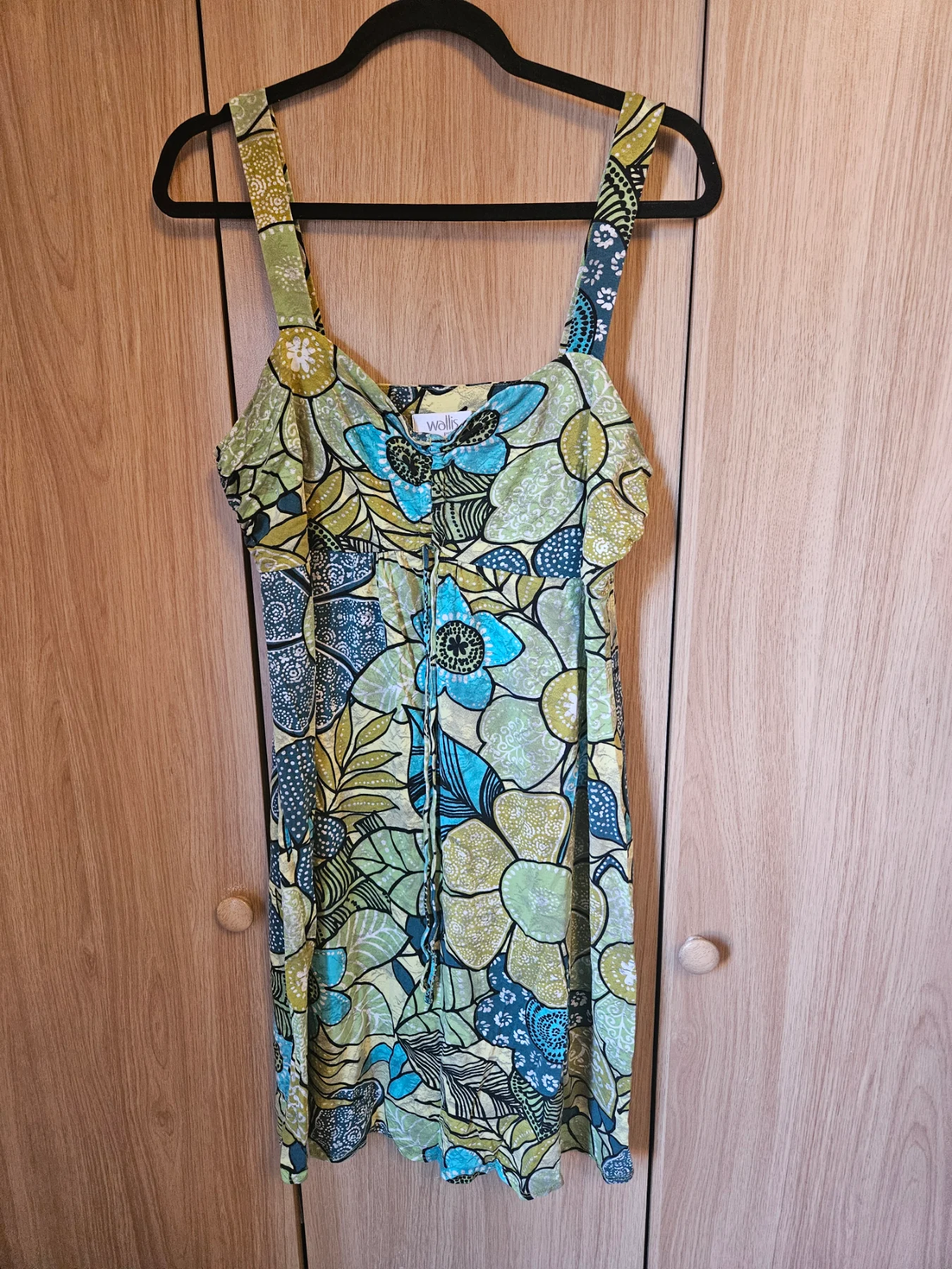 Wallis Dress Viscose Elastane Tropical Retro Botanical Petite Size 16 Green