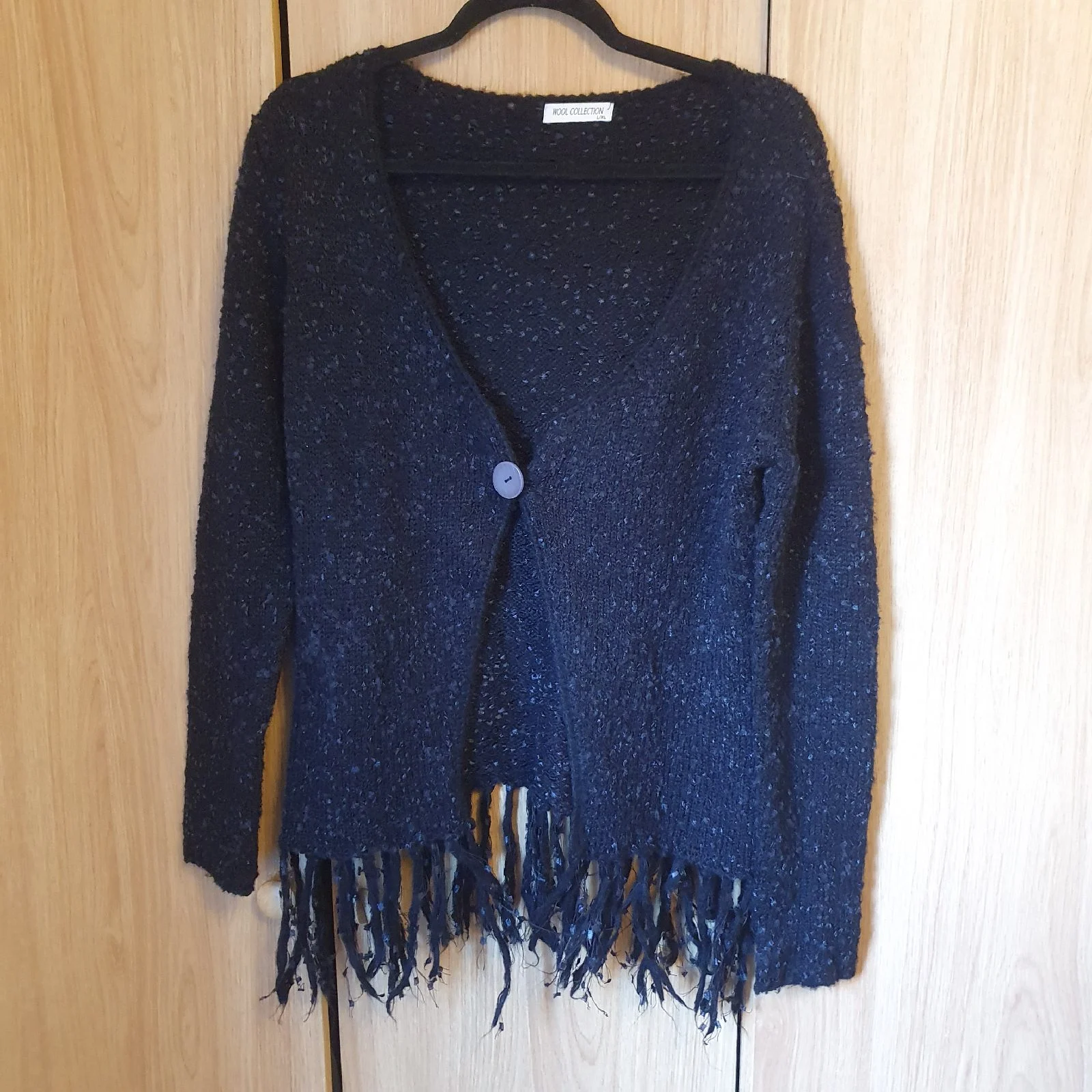 Vintage Wool Collection Cardigan Mohair Blend Lagenlook Whimsigoth Size 12 Black