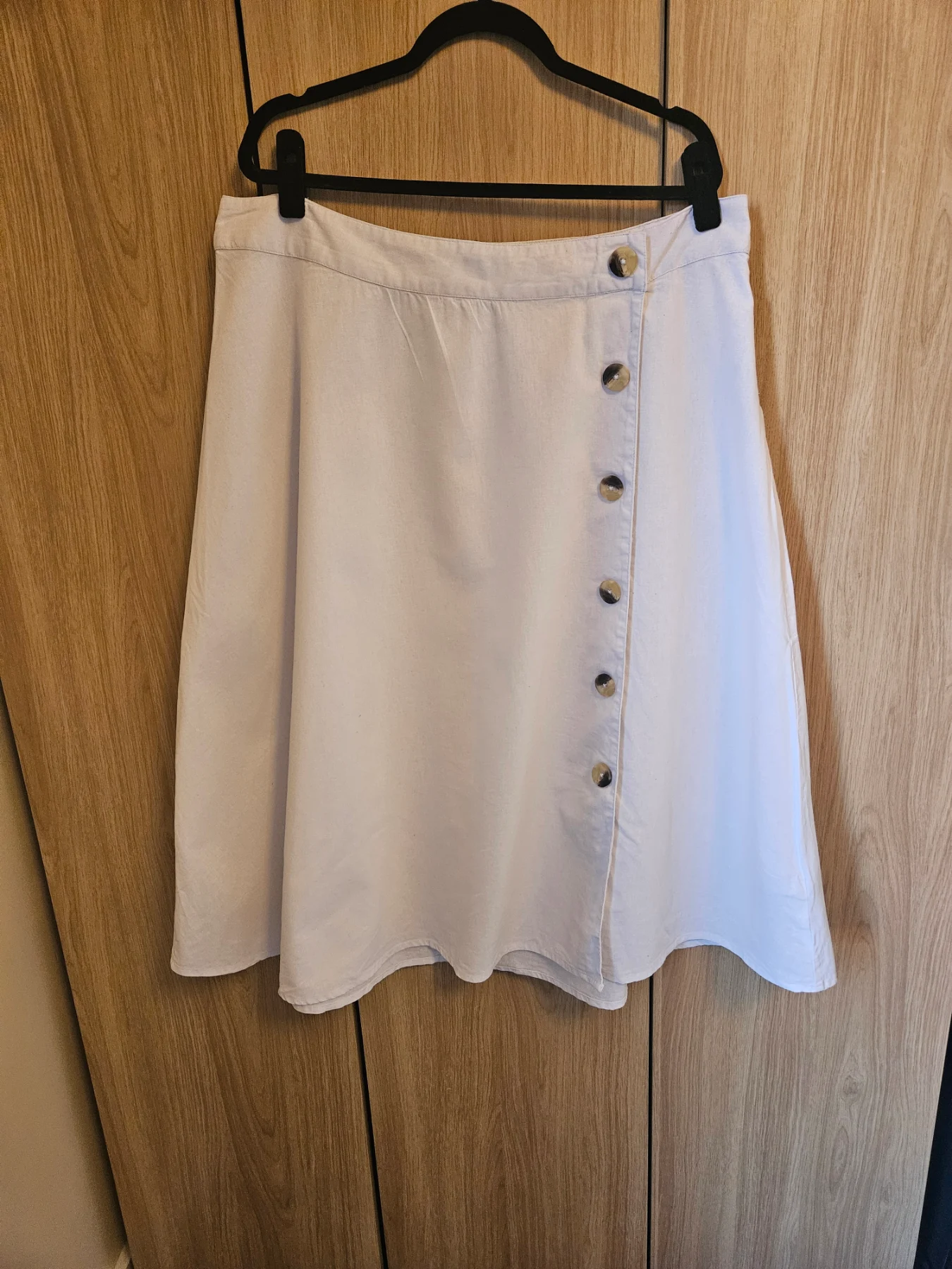 Monsoon A-Line Midi Skirt Linen Cotton Casual Cottagecore Coastal Size 20 White