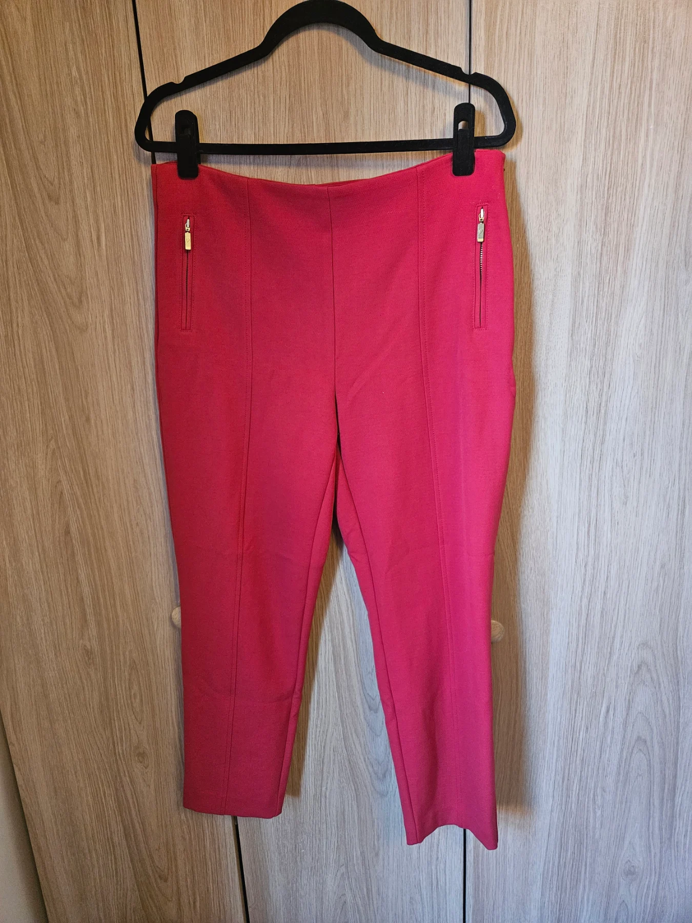 Per Una Trousers Viscose Blend Chic Vibrant Bold Preppy Mod Size 14 Petite Red