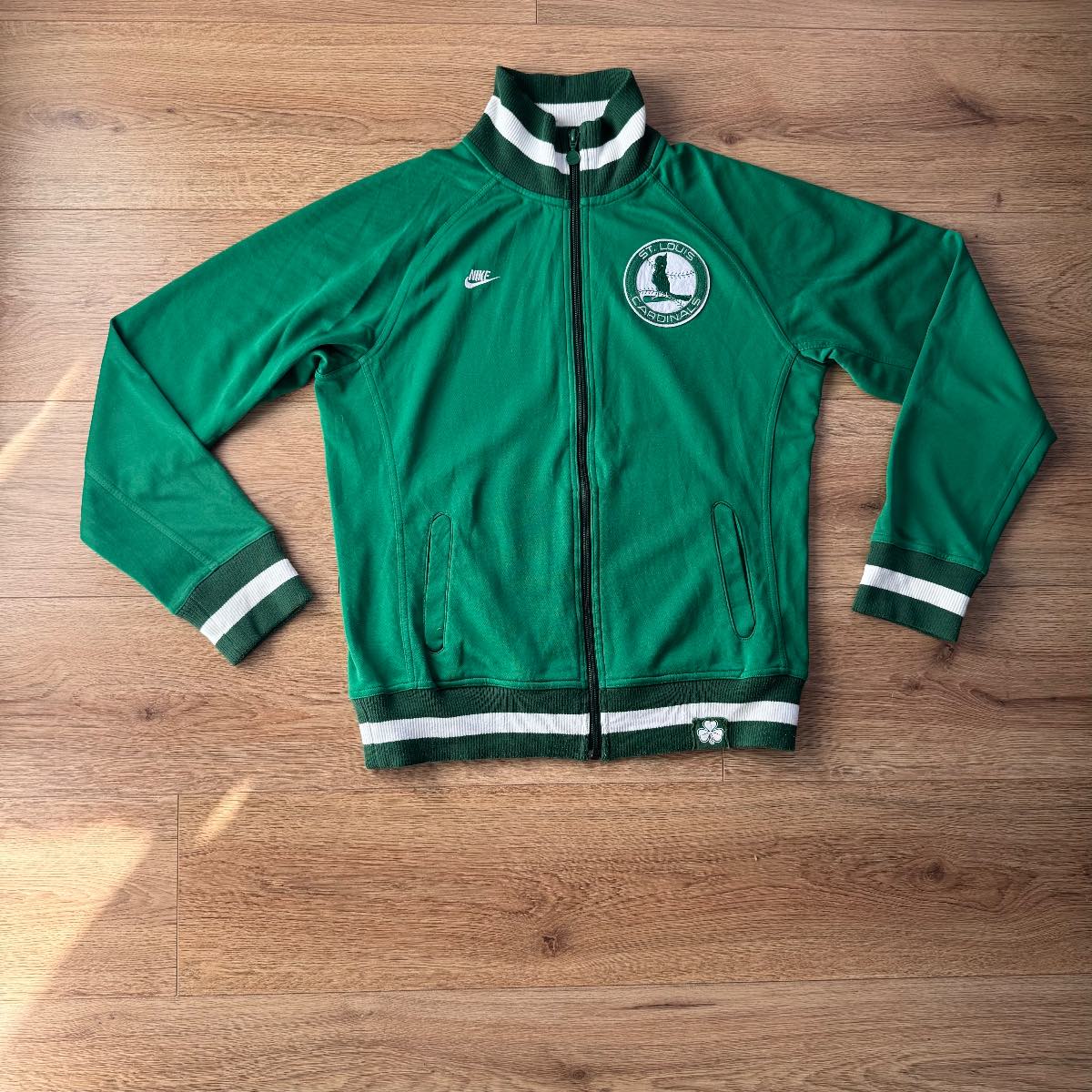 Rare Nike MLB Cooperstown Collection St. Louis Cardinals Green St Patrick’s Day Track Jacket Size L