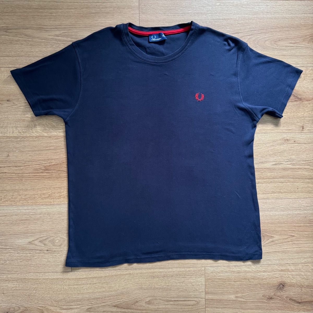 Classic Fred Perry Navy Cotton Crewneck Tee T-Shirt Mod Indie