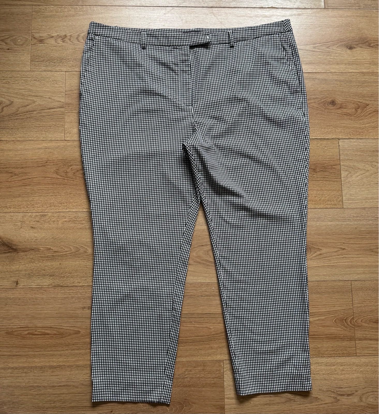 M&S The Mia Slim Gingham Monochrome Checkered Black & White Slim Fit Trousers Pants Size 22