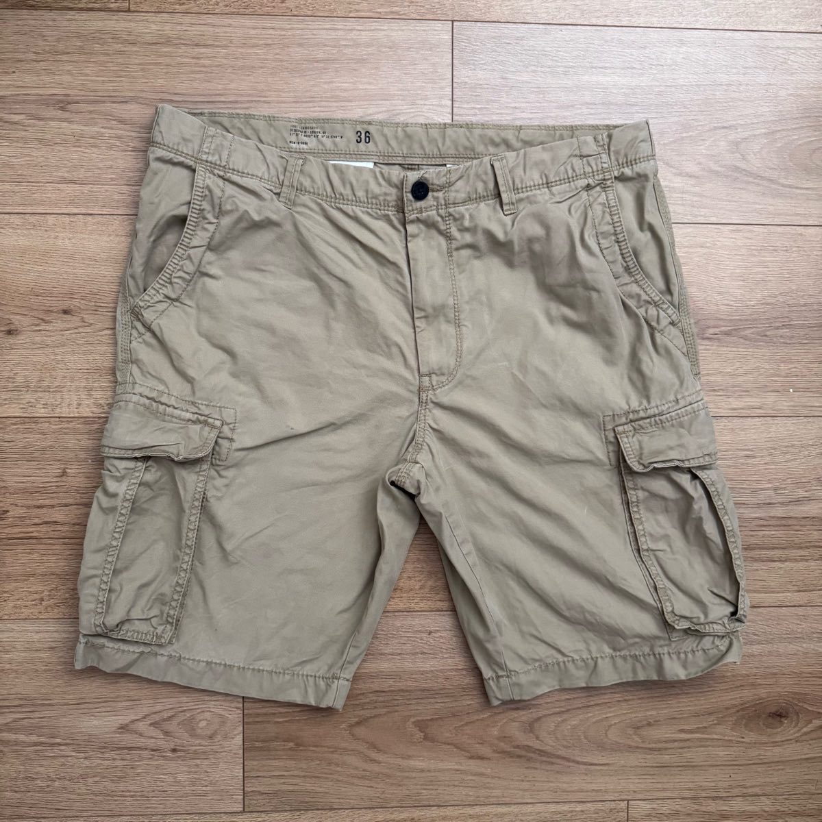 M&S Men's Dark Stone Beige Cotton Cargo Shorts Waist 36"