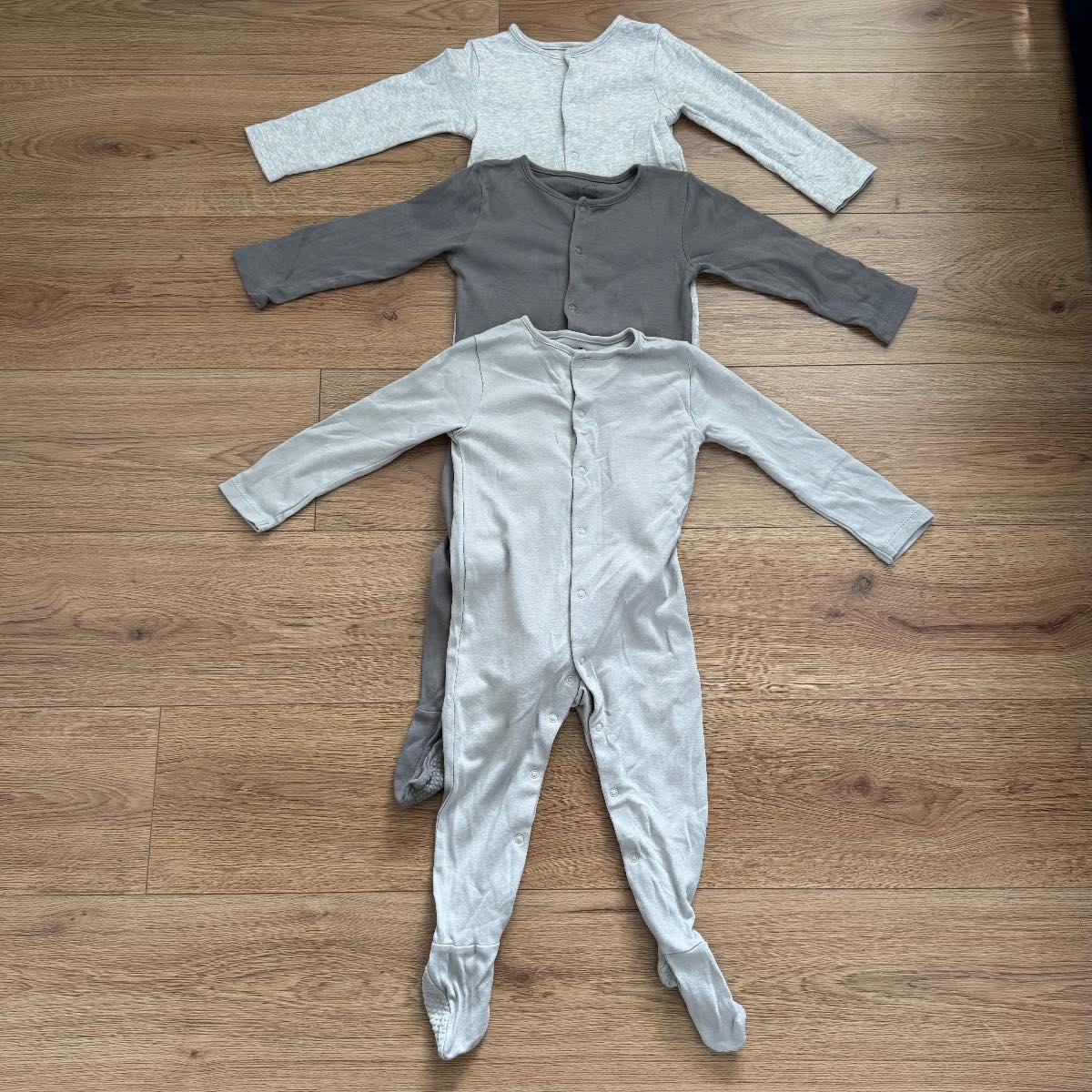 Bundle of 3 Cotton Tu Baby Sleepsuits Pyjamas Grey Neutral Tones 18-24 months