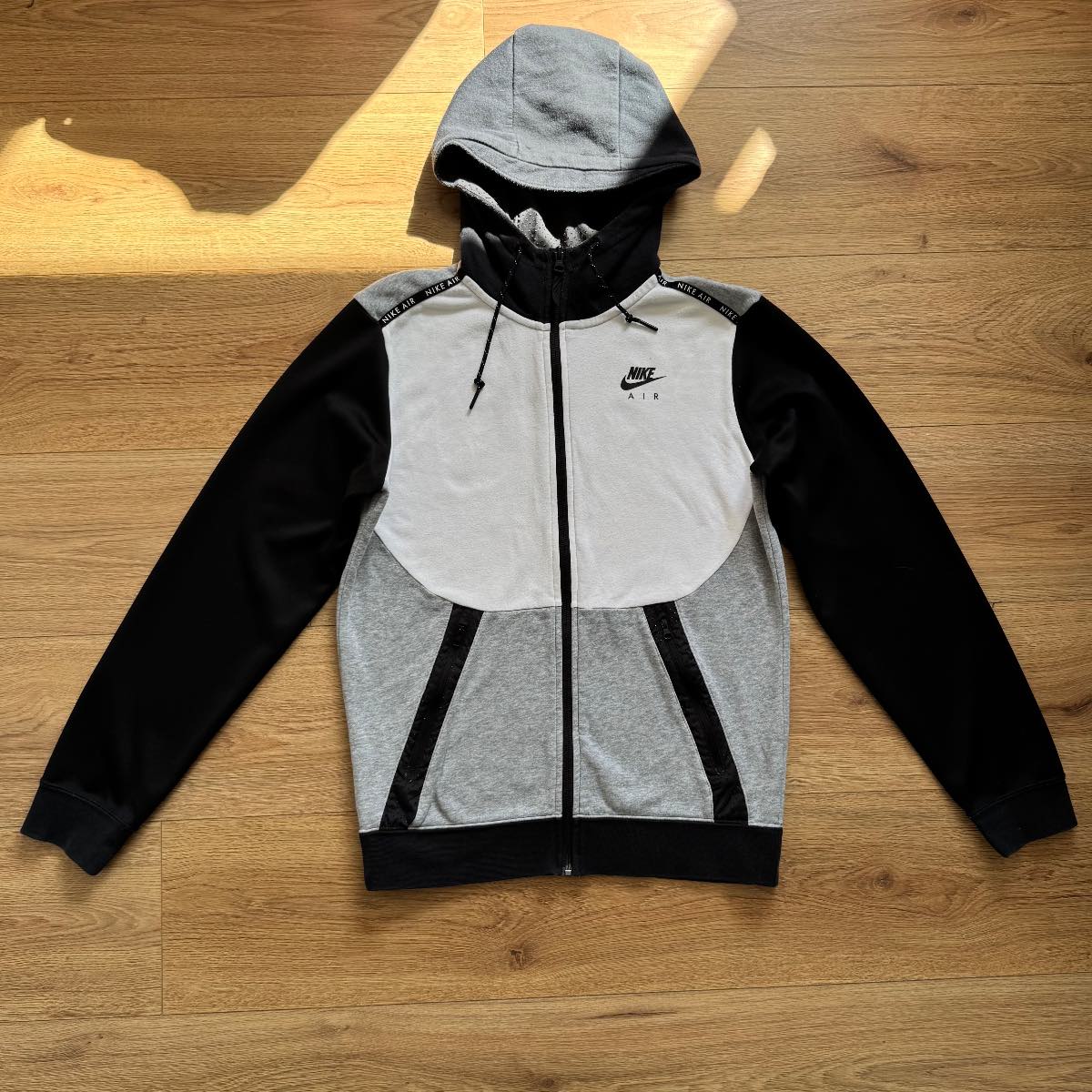 Nike Air Colour Block Grey White Black Full Zip Up Hoodie Gorpcore Size S