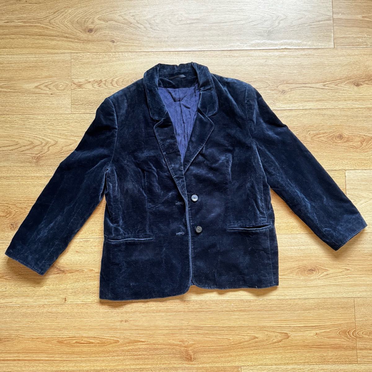 Rare Vintage Navy Blue Cotton Velvet Blazer Leipzig Grevelour DDR Whimsigoth Celestial Dark