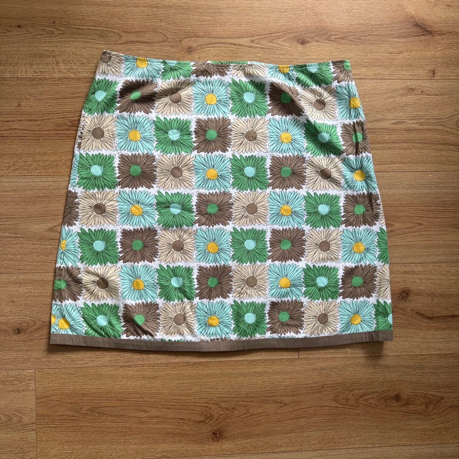 Gorgeous Boden Retro Floral 100% Cotton Skirt Boho Cottagecore