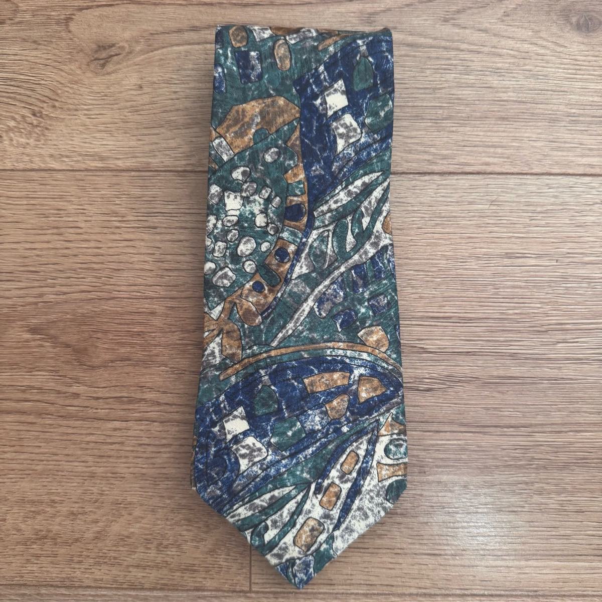 Vintage 90s St. Michael (M&S) Green Abstract Tie  Retro Statement Formal