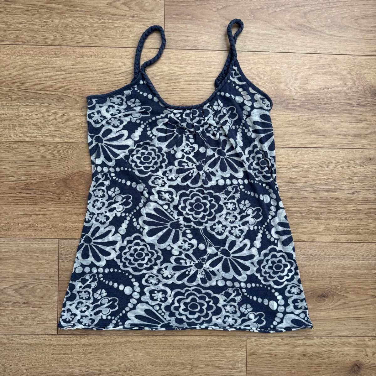 Y2K Animal Navy Blue Floral Cami Vest Top Size 10
