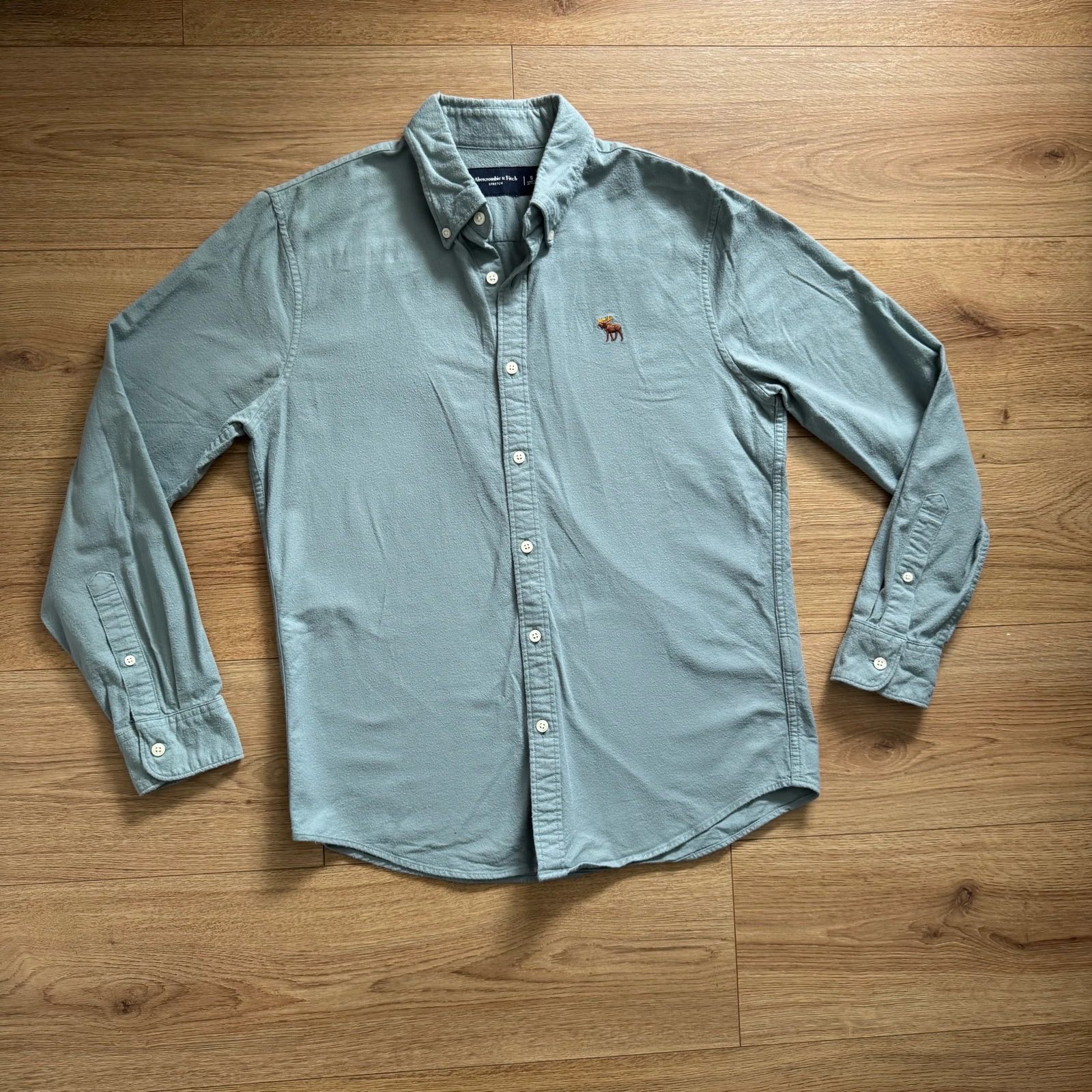 Abercrombie & Fitch Sage Green Cotton Stretch Oxford Shirt – Size S
