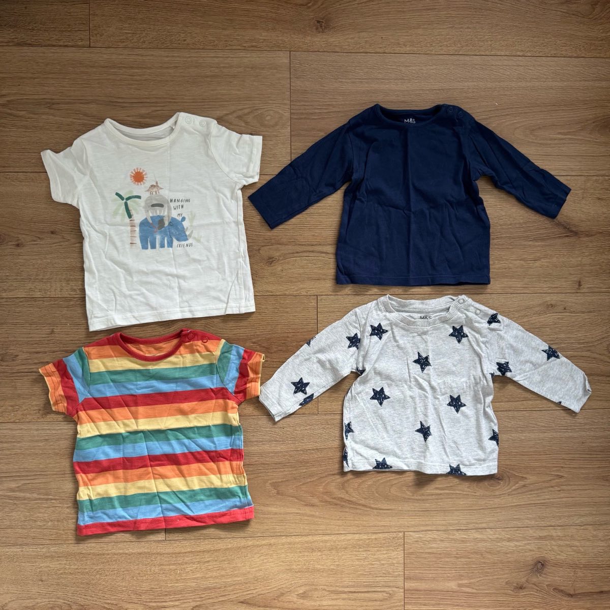 Lovely Baby Cotton T-shirt Tops Bundle - 4 Pack M&S TU 3-6 Months