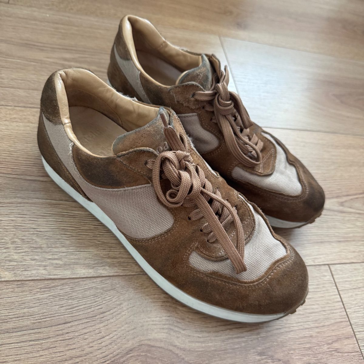 Lifestyle by Loake Suede & Canvas Trainers Size UK 7 / EU 41 Brown & Neutral Retro Style