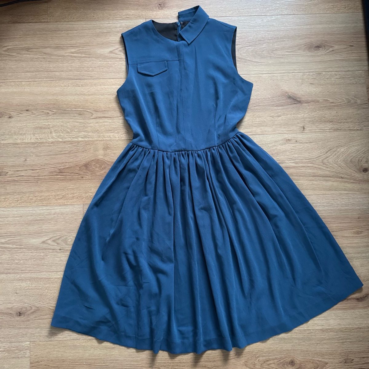 Marc by Marc Jacobs Sleeveless Pleated Skater Fit & Flare Dress Petrol Blue Size 8 Wedding Guest