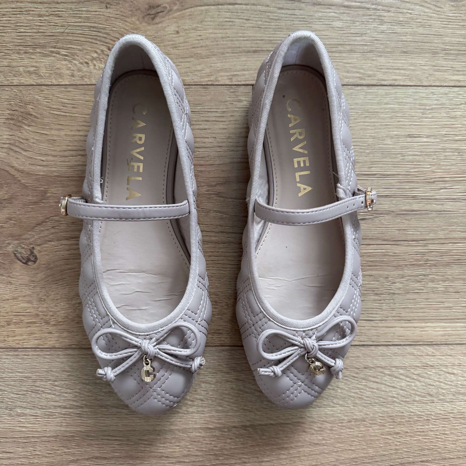 Carvela Nude Quilted Mary Jane Ballet Pumps Size 4