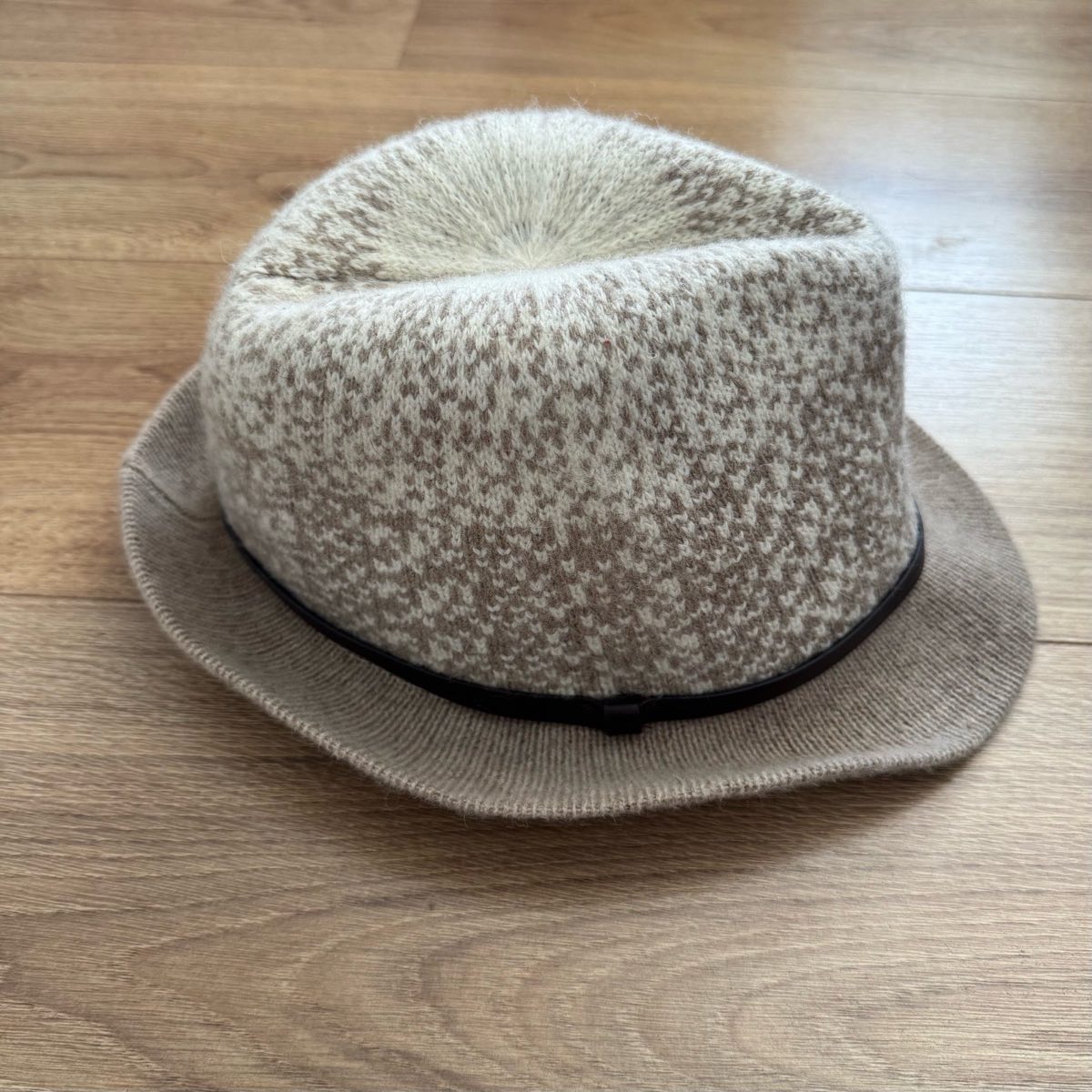 M&S Wool Blend Beige Knitted Knit Fedora Hat Unisex