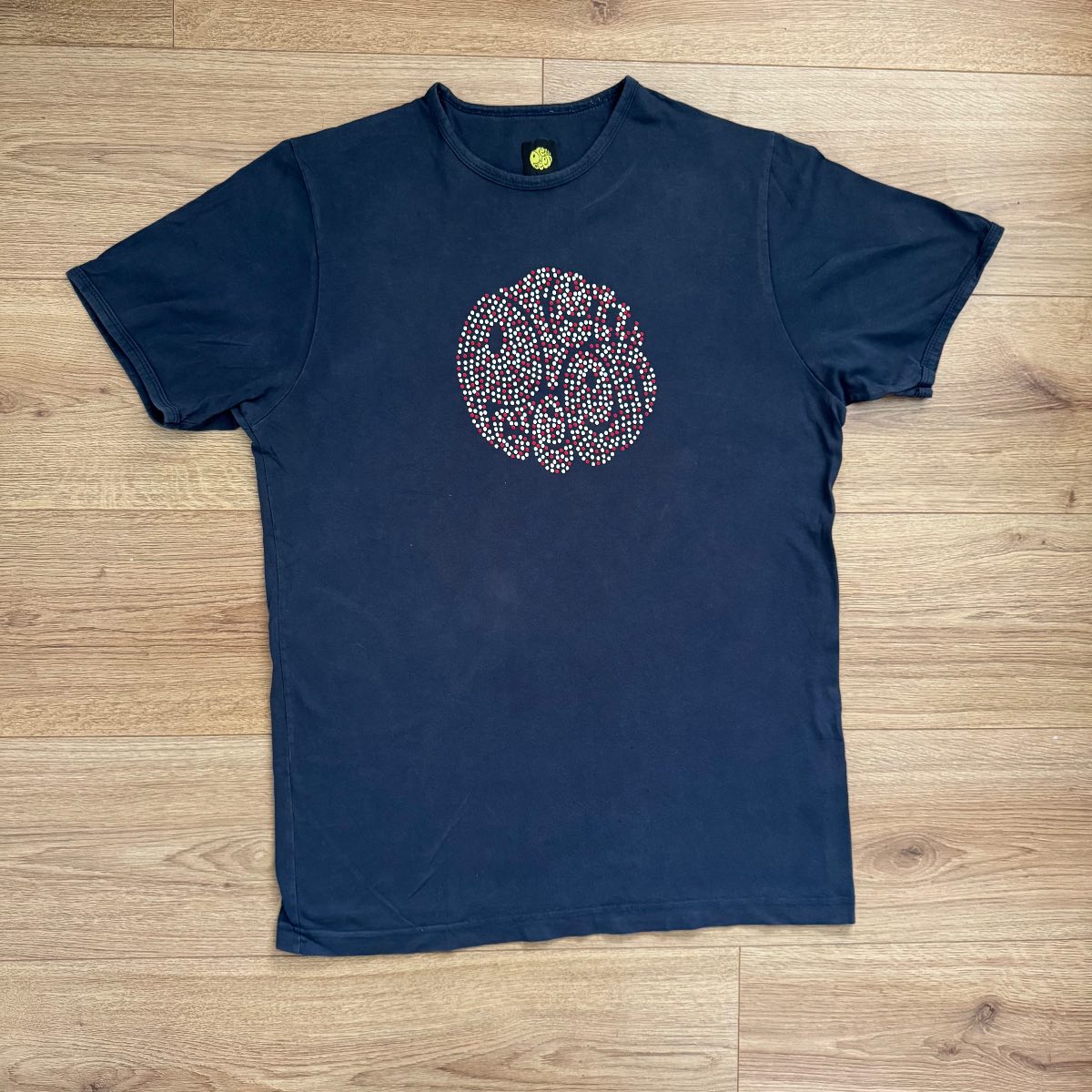 Pretty Green Navy Polka Dot Paisley Logo Tee T-shirt Indie Oasis Liam Gallagher
