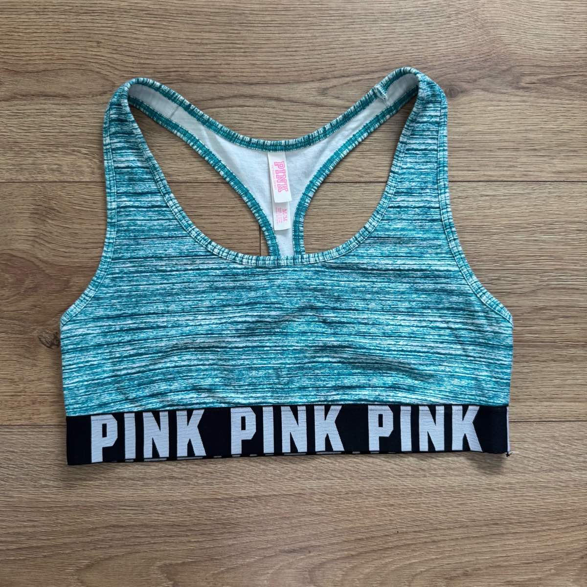 Victoria's Secret PINK Crop Sports Bra – Teal Space Dye Gym Yoga Pilates
