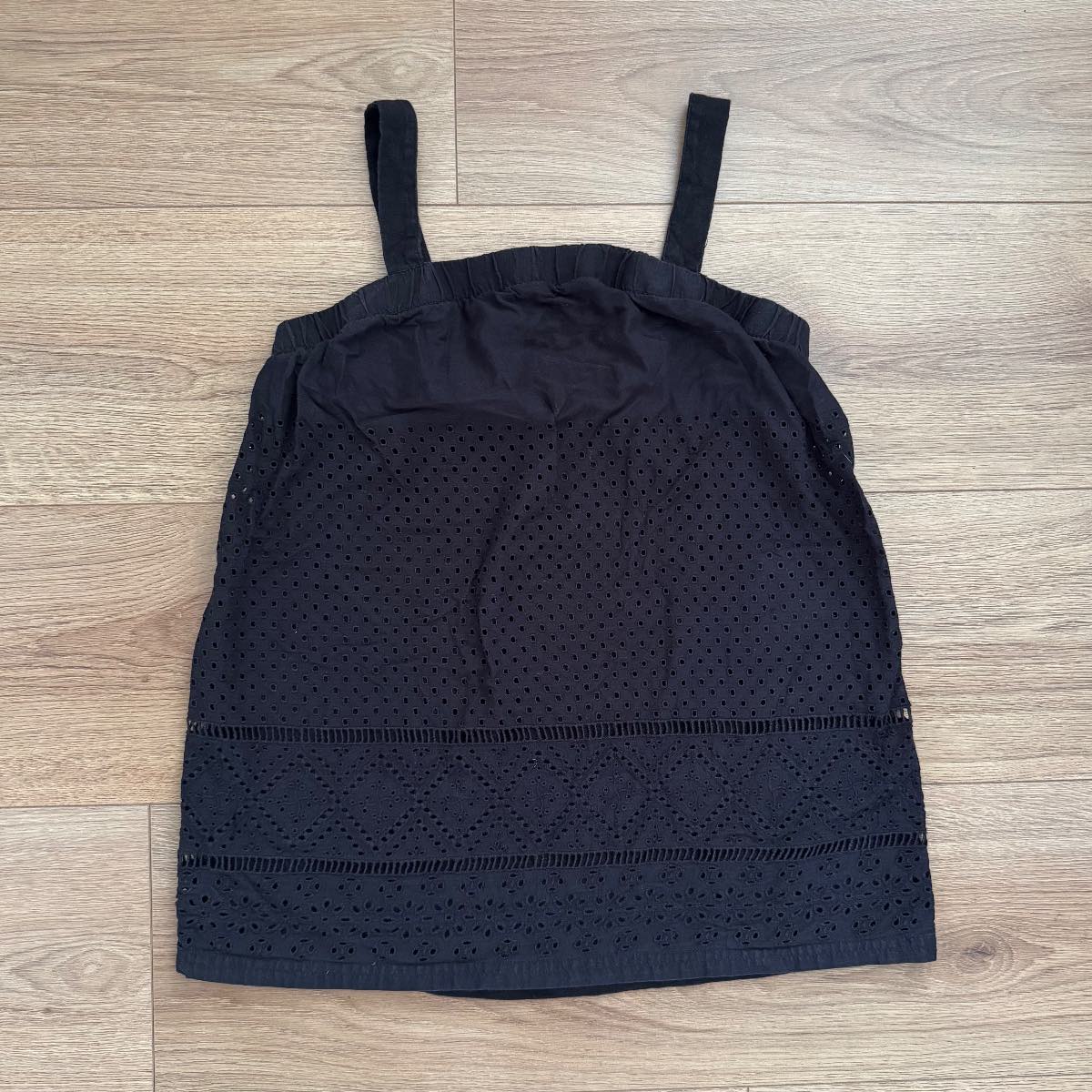Next Black Cotton Broderie Anglaise Cami Top Vest Top Boho Size 6