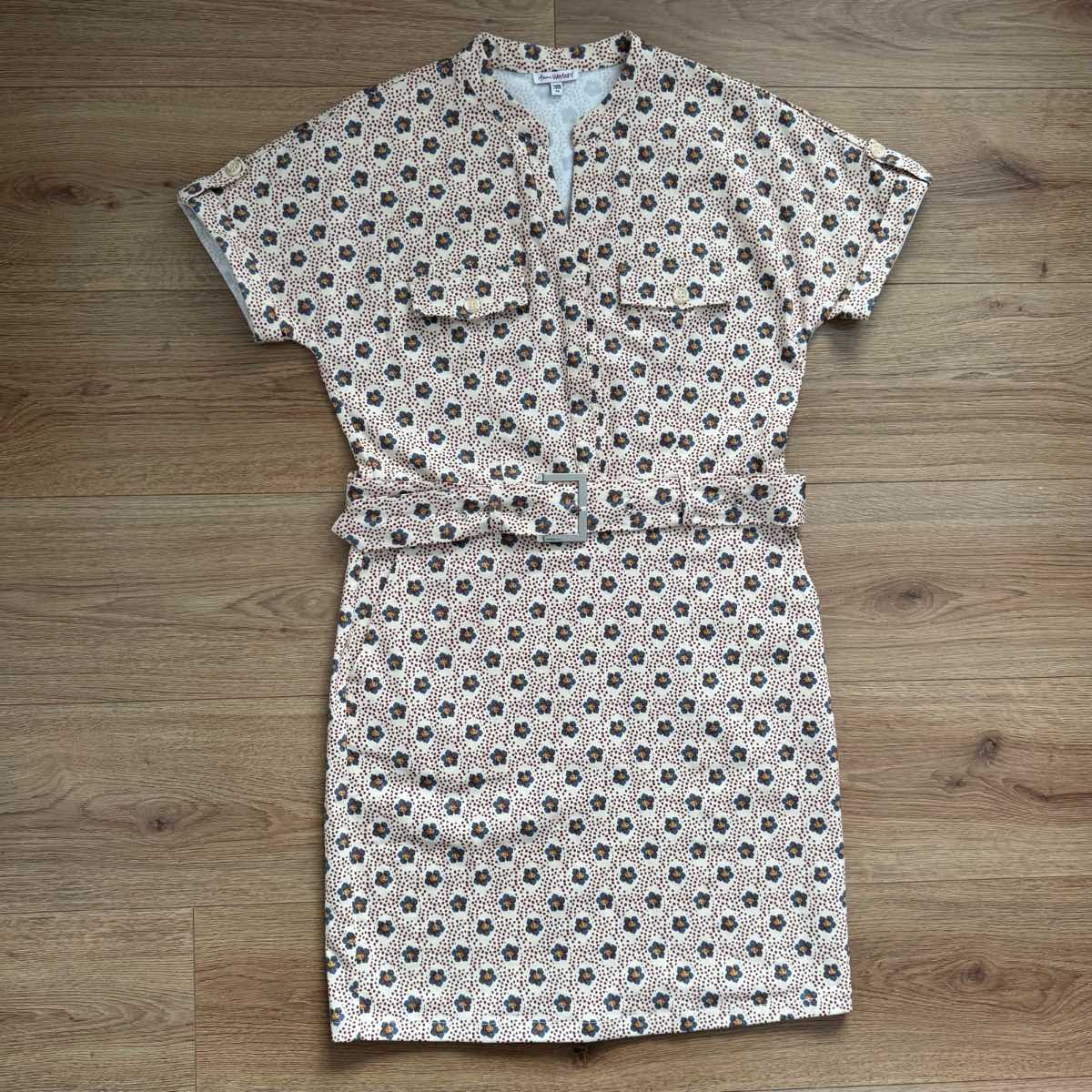 Anne Weyburn La Redoute Cotton Floral Belted Shift Dress Retro Style