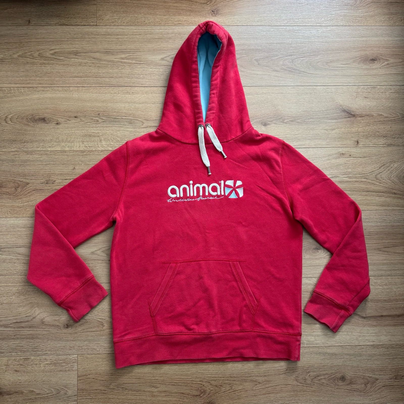 Y2K Vintage Retro Animal Red & Blue Hoodie Jumper Skater Surf
