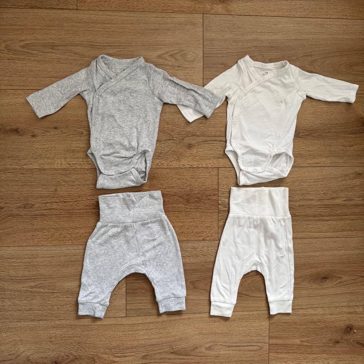 H&M Organic Cotton Baby Clothes Bundle Size UK 1-2M / Newborn Wrapover Vests & Leggings Unisex