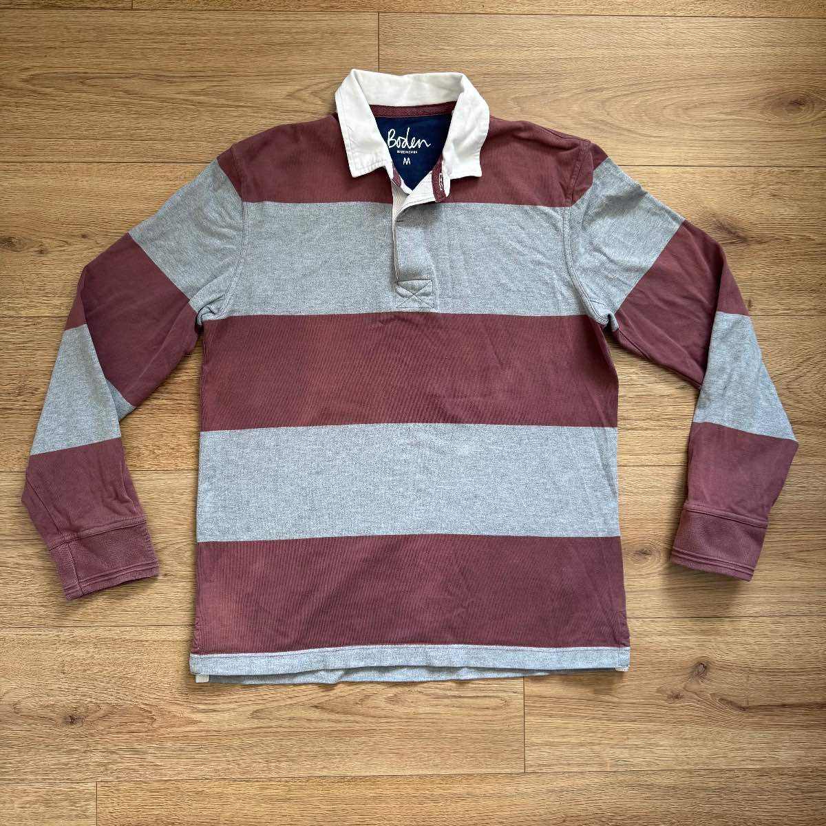Boden Striped Heavyweight Cotton Rugby Shirt Size M