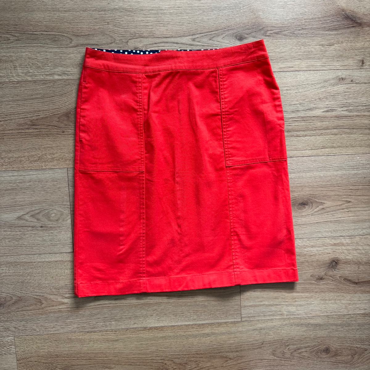 Vibrant Red Cotton Boden Pencil / A-Line Skirt with Pockets