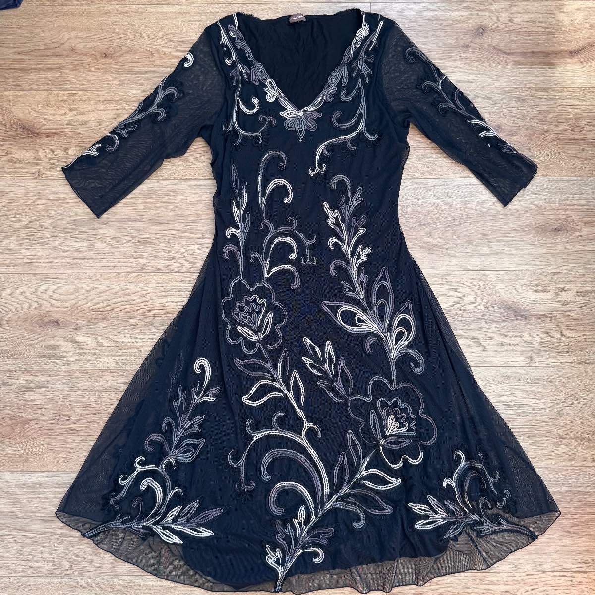 Phase Eight Floral Embroidered Black Dress & Bolero Set Mother Of The Bride Occasion Wedding Size 14