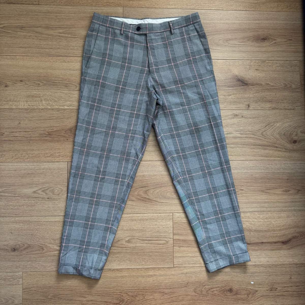 Burton Menswear Tapered Plaid Check Trousers Size 32R