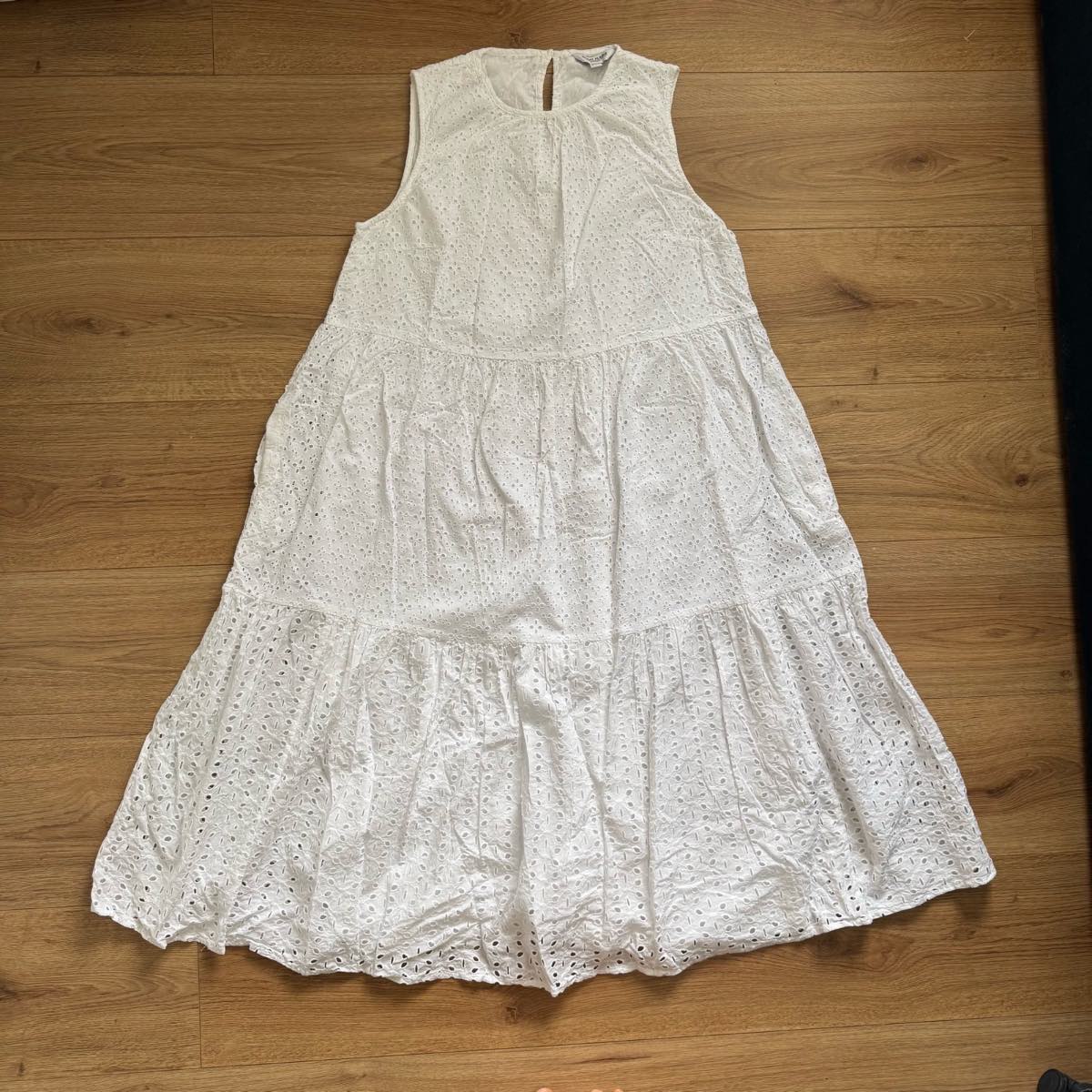 Great Plains London White Cotton Broderie Anglaise Tiered Maxi Dress Size 12