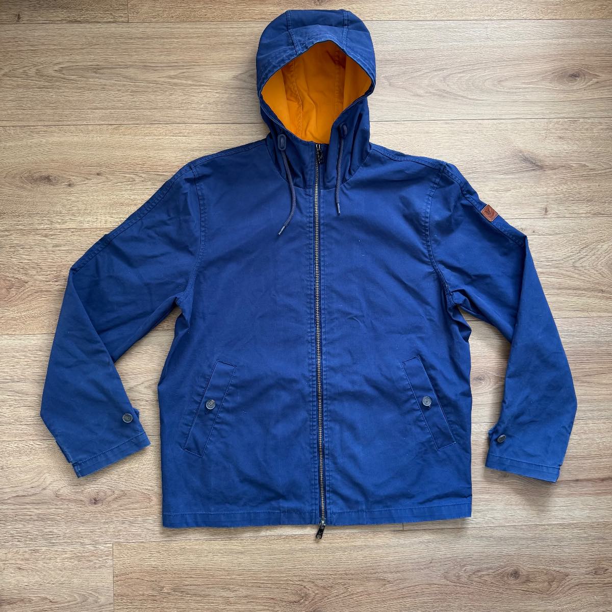 Lyle & Scott Cotton Hooded Jacket Coat Harrington Style – Navy & Orange Terrace Wear