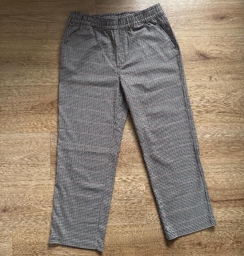 H&M ladies Brown houndstooth checkered Wide Leg pants trousers Size M Minimalist